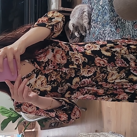 Floral retro button shirt dress - Picture 4 of 4